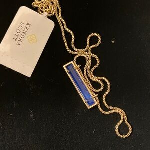 Kendra Scott Gold Necklace with Blue Bar Pendant
